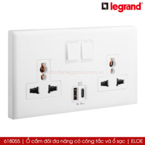 618055 Ổ cắm đôi đa năng và ổ sạc Legrand Eloe