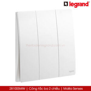 281005MW Legrand Công tắc ba 2 chiều Mallia Senses, màu trắng