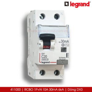 411000 RCBO 1P+N 10A 30mA 6kA Legrand DX3