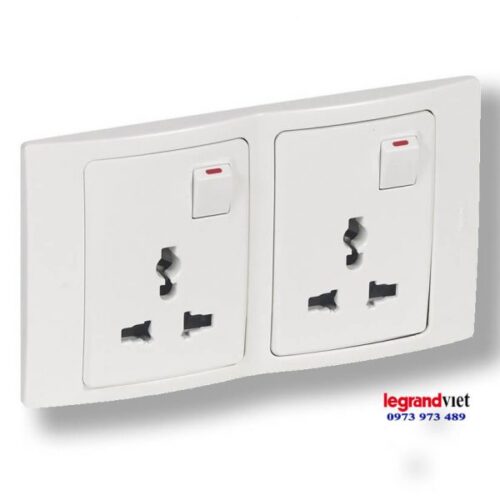Bộ ổ cắm đôi đa năng màu trắng Mallia – Legrand