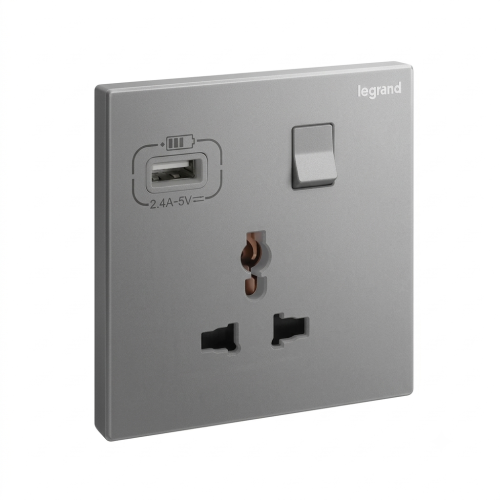 Ổ cắm đa năng kèm USB màu Dark Silver Galion Legrand